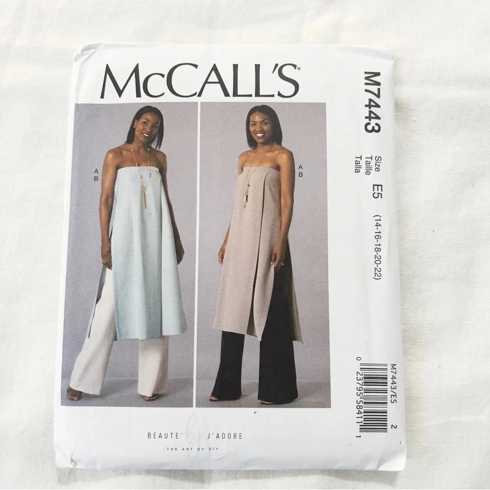 McCall’s M7443 Sewing Pattern Misses Tunic Wide Leg Pants Uncut Factory Folded